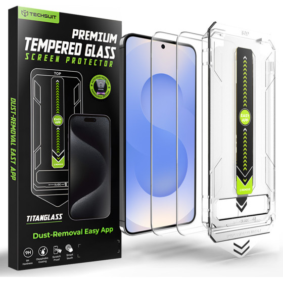 Techsuit - [Fingerprint Unlock Compatible] Titanglass Crystalhd (2 pack) - Samsung Galaxy S26 - Clear