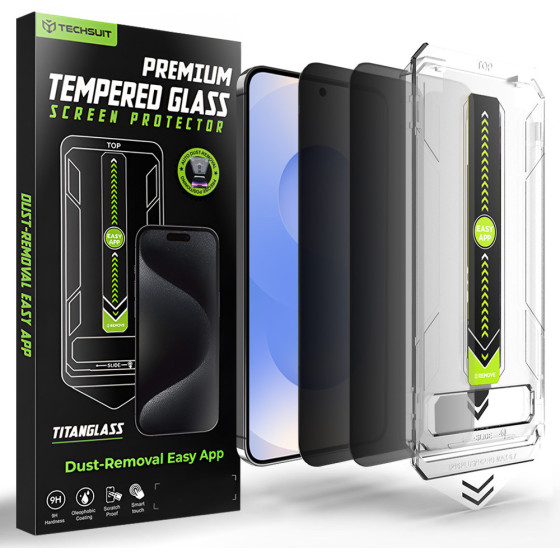 Techsuit - [Fingerprint Unlock Compatible] Titanglass Crystalhd (2 pack) - Samsung Galaxy S26 - Privacy