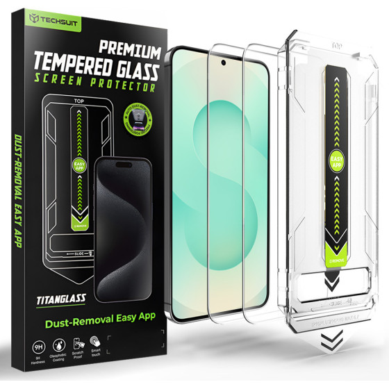Techsuit - [Fingerprint Unlock Compatible] Titanglass Crystalhd (2 pack) - Samsung Galaxy S26 Plus - Clear