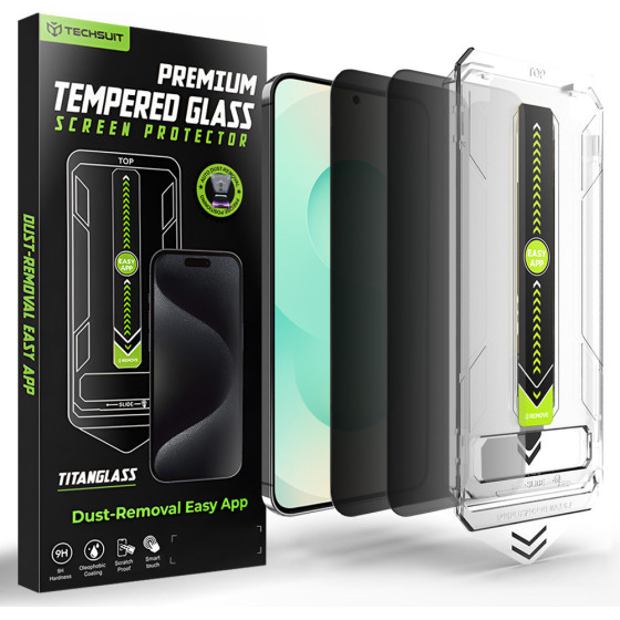 Techsuit - [Fingerprint Unlock Compatible] Titanglass Crystalhd (2 pack) - Samsung Galaxy S26 Plus - Privacy