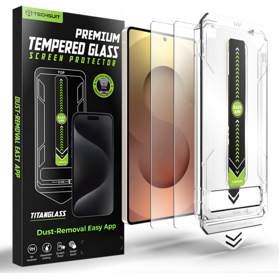 Techsuit - [Fingerprint Unlock Compatible] Titanglass Crystalhd (2 pack) - Samsung Galaxy S26 Ultra - Clear