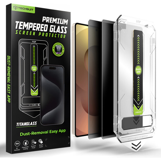 Techsuit - [Fingerprint Unlock Compatible] Titanglass Crystalhd (2 pack) - Samsung Galaxy S26 Ultra - Privacy