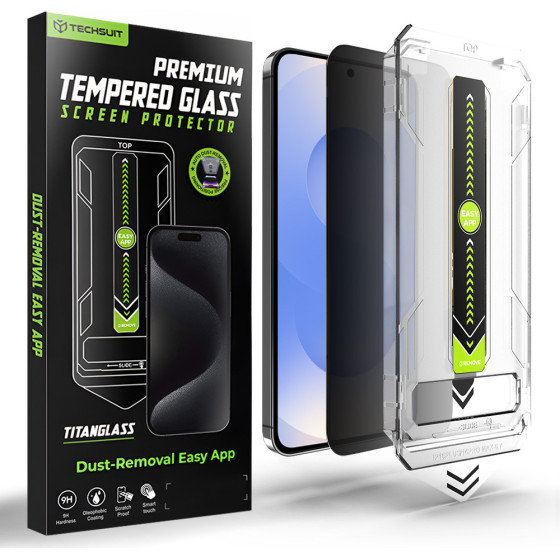 Techsuit - [Fingerprint Unlock Compatible] Titanglass Crystalhd - Samsung Galaxy S26 - Privacy