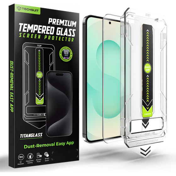 Techsuit - [Fingerprint Unlock Compatible] Titanglass Crystalhd - Samsung Galaxy S26 Plus - Clear