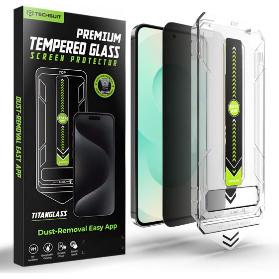 Techsuit - [Fingerprint Unlock Compatible] Titanglass Crystalhd - Samsung Galaxy S26 Plus - Privacy