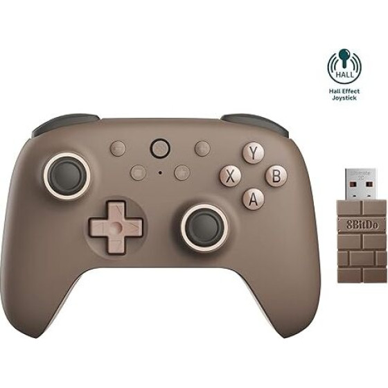 8BItdo Ultimate 2C Wireless Controller ��� Windows/Android (2.4Ghz/Bluetooth/Hall Effect ������/������ Rumble) Brownie - (05004)