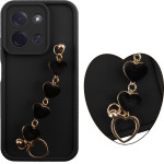 Volte-Tel ���� Xiaomi C85 4G/Redmi 15C 4G 6.9'' Silicon Tpu With Strap Full Camera Protection Black With Black HEARTS