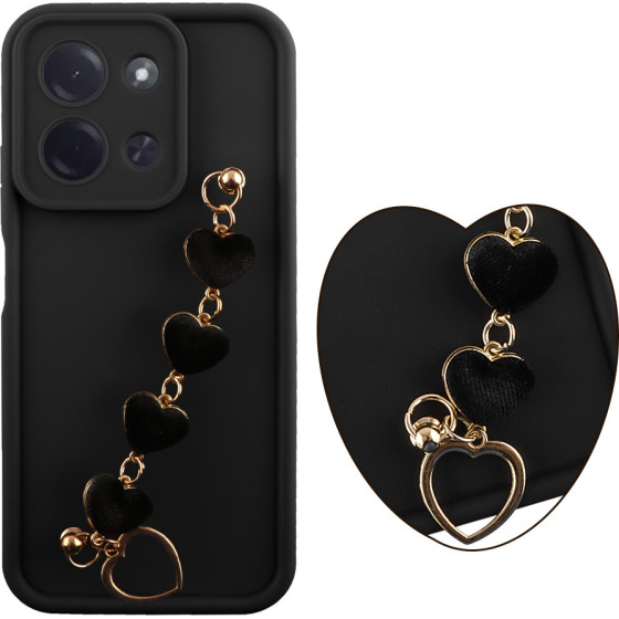 Volte-Tel ���� Xiaomi C85 4G/Redmi 15C 4G 6.9'' Silicon Tpu With Strap Full Camera Protection Black With Black HEARTS