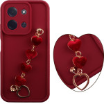 Volte-Tel ���� Xiaomi C85 4G/Redmi 15C 4G 6.9'' Silicon Tpu With Strap Full Camera Protection Burgundy With Red HEARTS