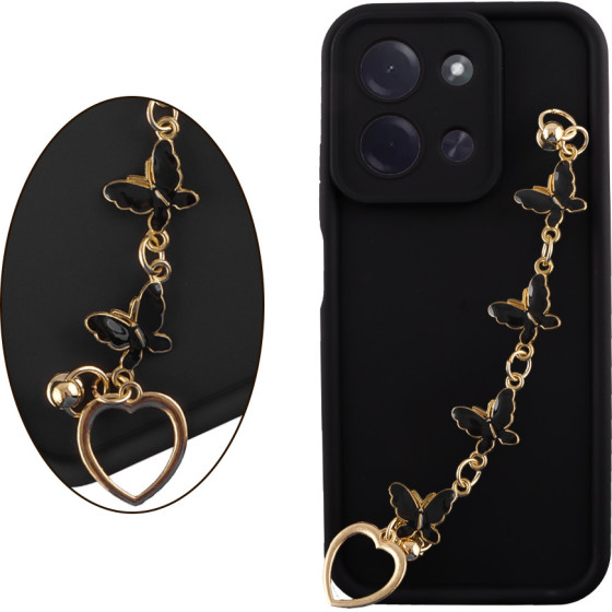 Volte-Tel ���� Xiaomi Poco C85 4G/ Redmi 15C 4G 6.9'' Silicon Tpu With Strap Full Camera Protection Black With Black BUTTERFLIES
