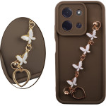 Volte-Tel ���� Xiaomi Poco C85 4G/ Redmi 15C 4G 6.9'' Silicon Tpu With Strap Full Camera Protection Brown With White BUTTERFLIES