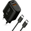 Tech-Protect NCA45W-Gan 2-Port Network Charger Pd 45W / QC3.0 + TYPE-C Cable BLACK