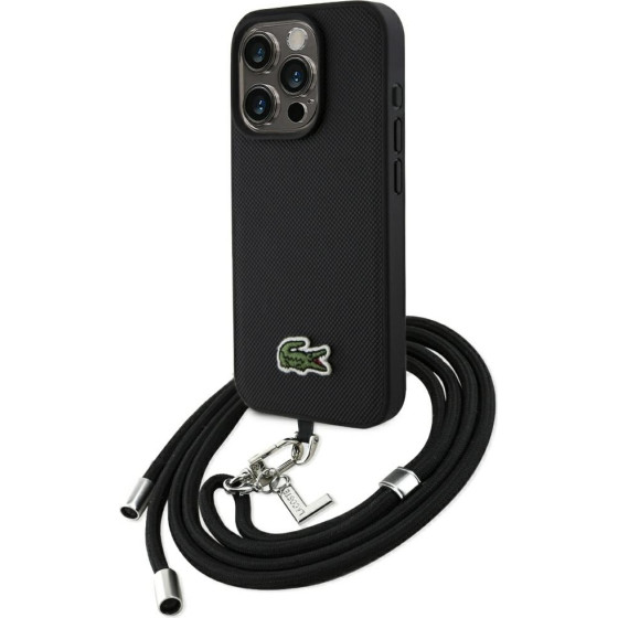 LACOSTE Case Iconic Petit Pique Crossbody Cord Magsafe For Iphone 15 Pro Black - (LCHMBCP15LPVCK)