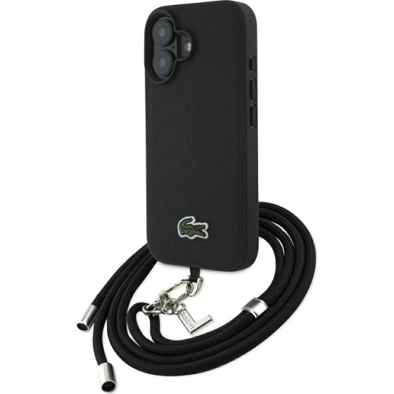 LACOSTE Case Iconic Petit Pique Crossbody Cord Magsafe For Iphone 16 Plus Black - (LCHMBCP16MPVCK)