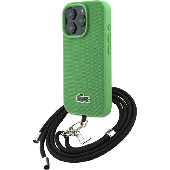LACOSTE Case Iconic Petit Pique Crossbody Cord Magsafe For Iphone 16 Pro Green - (LCHMBCP16LPVCN)