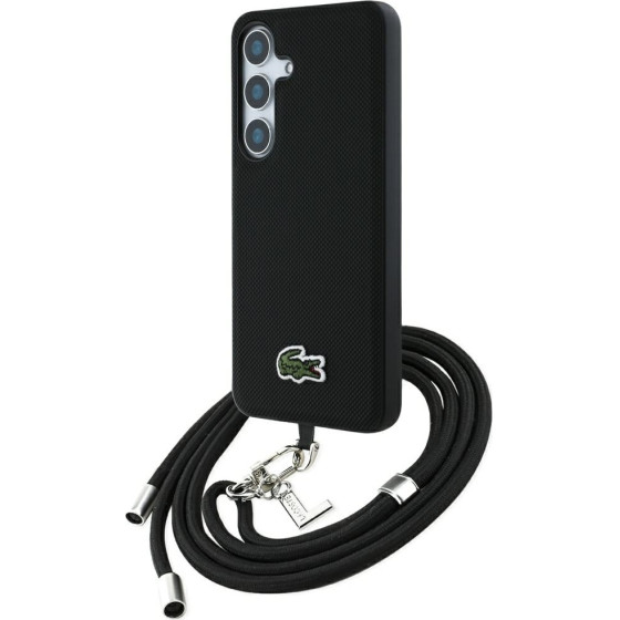 LACOSTE Case Iconic Petit Pique Woven Logo Cbdy Strap Magsafe To Samsung Galaxy S25 Black - (LCHMBCS25SPVCK)