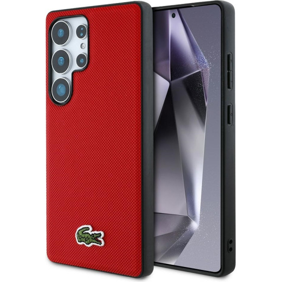 LACOSTE Case Iconic Petit Pique Woven Logo Magsafe To Samsung Galaxy S25 Ultra Red - (LCHMS25LPVCR)