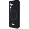 LACOSTE Case Silicone Microfiber W/ Silver Croc Logo Magsafe For Samsung Galaxy S25 Black - (LCHMS25SSMAK)