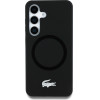 LACOSTE Case Silicone Microfiber W/ Silver Croc Logo Magsafe For Samsung Galaxy S25 Black - (LCHMS25SSMAK)