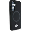 LACOSTE Case Silicone Microfiber W/ Silver Croc Logo Magsafe For Samsung Galaxy S25 Black - (LCHMS25SSMAK)