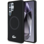 LACOSTE Case Silicone Microfiber W/ Silver Croc Logo Magsafe Forsamsung Galaxy S25 Ultra Black - (LCHMS25LSMAK)