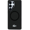 LACOSTE Case Silicone Microfiber W/ Silver Croc Logo Magsafe Forsamsung Galaxy S25 Ultra Black - (LCHMS25LSMAK)