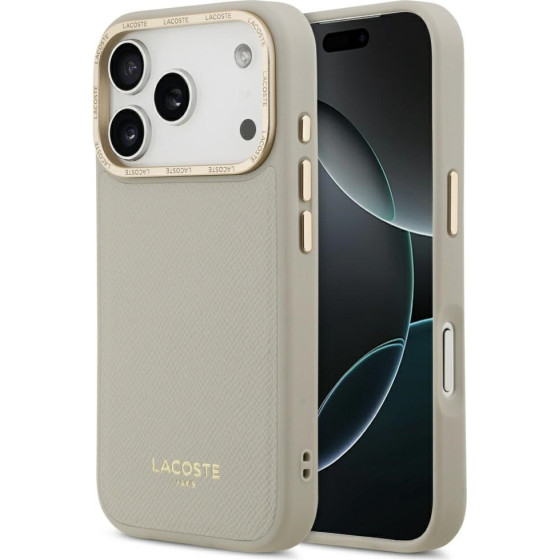 LACOSTE Champs Elysees Gold Logo Magsafe Case For Iphone 17 Pro Taupe - (LCHMP17LPCEGT)