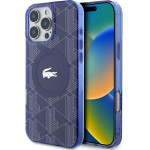 LACOSTE Hc Iml Monogram Silver Croc Logo Case For Iphone 16 Pro Magsafe Navy Blue - (LCHMP16LUBSV)