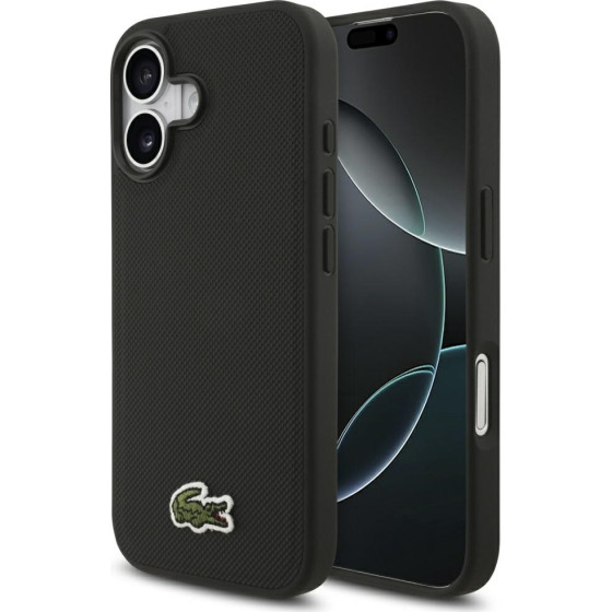 LACOSTE Iconic Petit Pique Woven Logo Magsafe Case For Iphone 17 Black - (LCHMP17SPVCK)