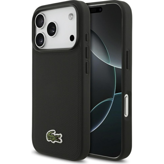 LACOSTE Iconic Petit Pique Woven Logo Magsafe Case For Iphone 17 Pro Black - (LCHMP17LPVCK)