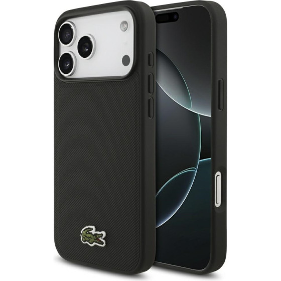LACOSTE Iconic Petit Pique Woven Logo Magsafe Case For Iphone 17 Pro Max Black - (LCHMP17XPVCK)