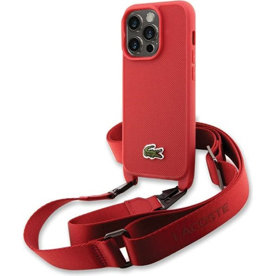 LACOSTE Iphone 14 Pro 6.1 Red Hardcase Iconic Petit Pique Crossbody - (LCHCP14LSPVCR)