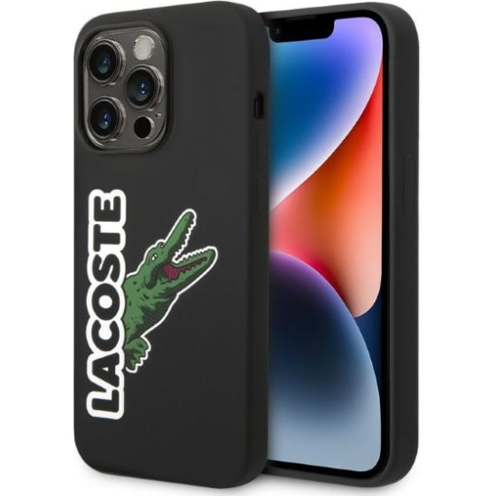 LACOSTE Iphone 14 Pro Max 6.7 Black Hardcase With Silicone And Head Crocodile Design - (LCHCP14XSHK)