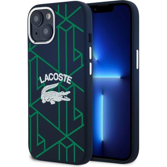 LACOSTE Iphone 15 / 14 / 13 6.1 Blue Hardcase Silicone Monogram Vintage Logo - (LCHMP15SSBIV)