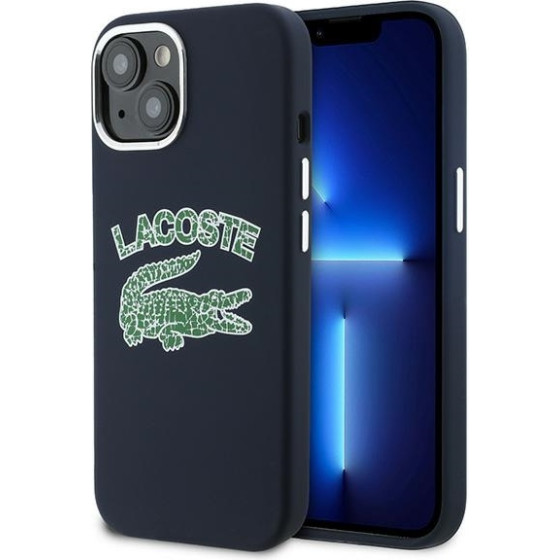 LACOSTE Iphone 15 / 14 / 13 6.1 Navy Blue Hardcase Silicone Cracked Logo Magsafe - (LCHMP15SUCRV)