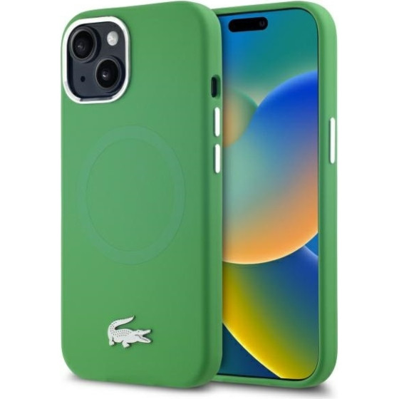 LACOSTE Iphone 15 6.1 Estragon Hardcase Silicone Croco Logo Magsafe - (LCHMP15SSMAN)