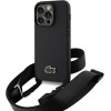 LACOSTE Iphone 15 Pro 6.1 Black Hardcase With Iconic Petit Pique Crossbody Design - (LCHCP15LSPVCK)