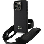 LACOSTE Iphone 15 Pro 6.1 Black Hardcase With Iconic Petit Pique Crossbody Design - (LCHCP15LSPVCK)