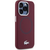 LACOSTE Iphone 15 Pro 6.1 Bordeaux Hardcase Silicone Croco Logo Magsafe - (LCHMP15LSMAR)