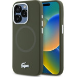 LACOSTE Iphone 15 Pro 6.1 Khaki Hardcase Silicone Croco Logo Magsafe - (LCHMP15LSMAB)