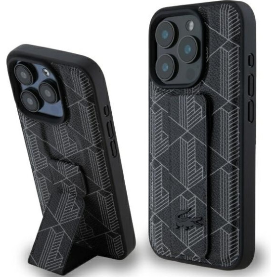 LACOSTE Iphone 15 Pro Max 6,7 Black Hardcase Grip Stand Mono - (LCHCP15XGSPBSK)