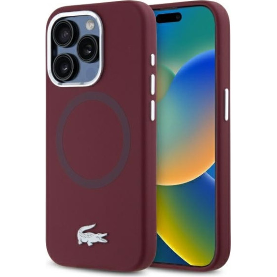 LACOSTE Iphone 15 Pro Max 6.7 Bordeaux Hardcase Silicone Croco Logo Magsafe - (LCHMP15XSMAR)