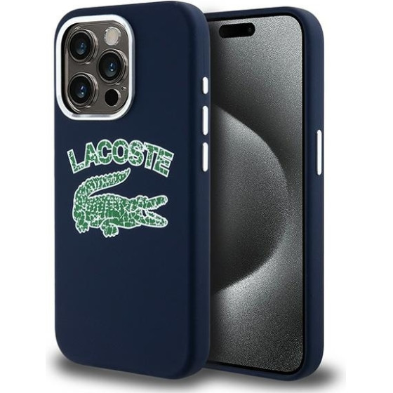 LACOSTE Iphone 15 Pro Max 6.7 Navy Blue Hardcase Silicone Cracked Logo Magsafe - (LCHMP15XUCRV)
