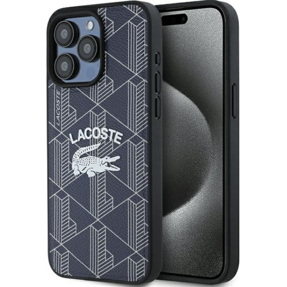 LACOSTE Iphone 15 Pro Max 6.7 Navy Hardcase Monogram Vintage Logo Magsafe - (LCHMP15XPIGV)