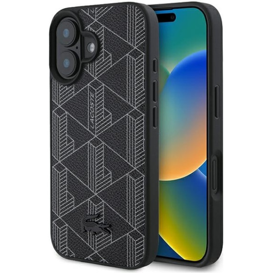 LACOSTE Iphone 16 6.1 czarny/Black Hardcase Blend Monogram Magsafe - (LCHMP16SPBSK)