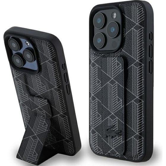 LACOSTE Iphone 16 Pro 6,3 Black Hardcase Grip Stand Mono - (LCHCP16LGSPBSK)