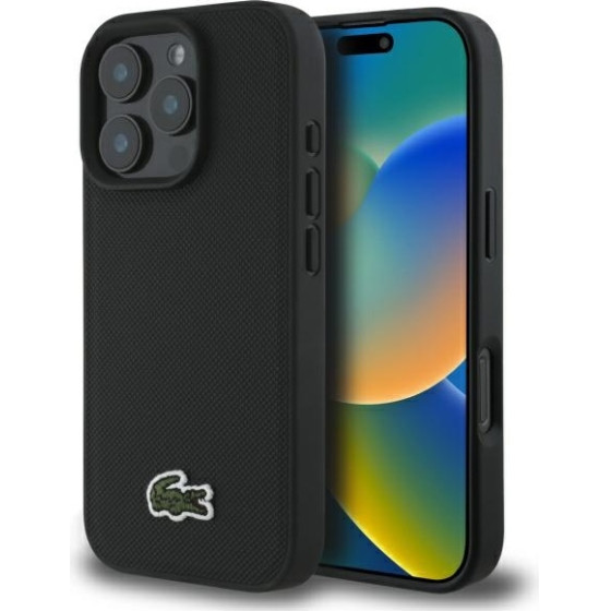 LACOSTE Iphone 16 Pro 6.3 czarny/Black Hardcase Iconic Petit Pique Magsafe - (LCHMP16LPVCK)