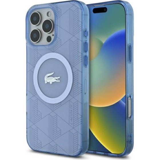 LACOSTE Iphone 16 Pro 6.3 Light Blue Hardcase Iml Blend Monogram Mag - (LCHMP16LUBSLB)