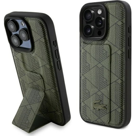 LACOSTE Iphone 16 Pro Max 6,9 Khaki Hardcase Grip Stand Mono - (LCHCP16XGSPBSB)