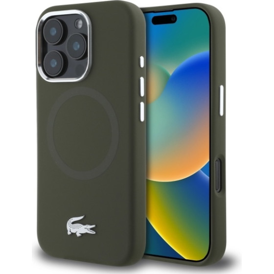 LACOSTE Iphone 16 Pro Max 6.9 Khaki Hardcase Silicone Croco Logo Magsafe - (LCHMP16XSMAB)
